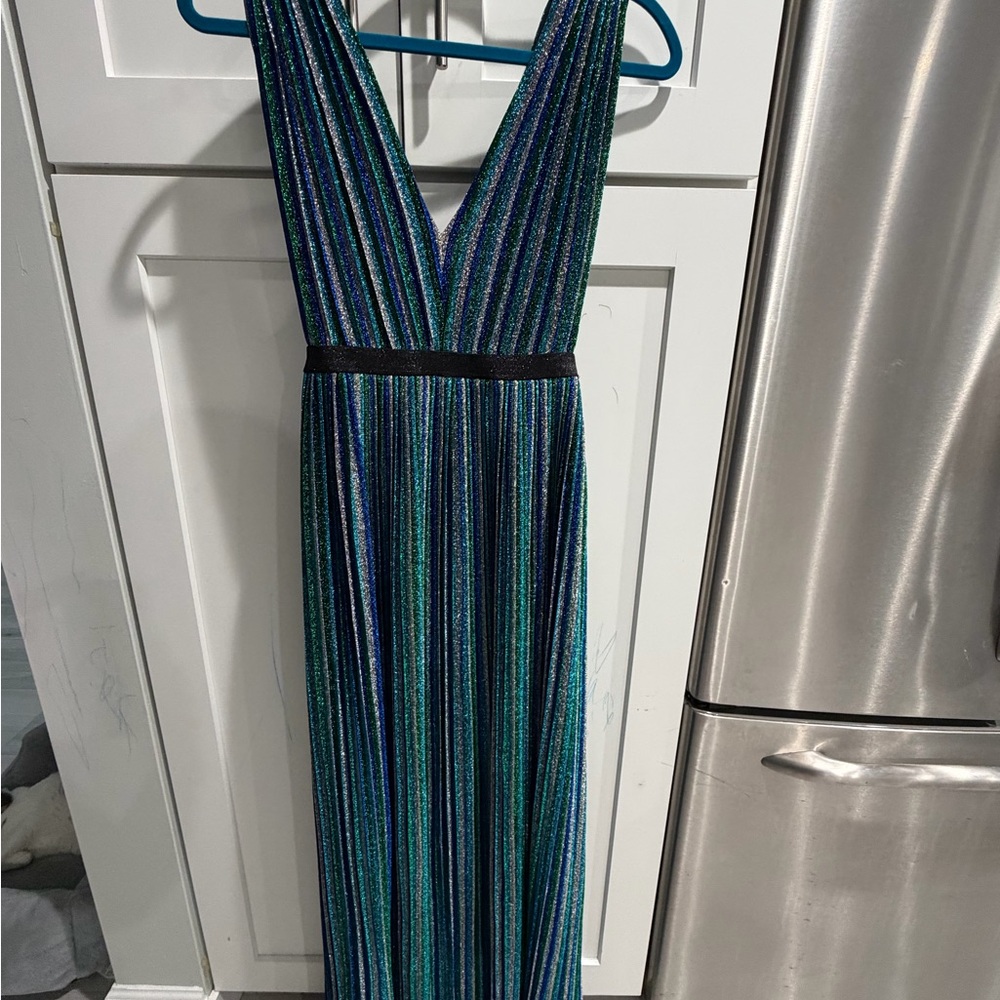 BCBGMaxAzria Striped Maxi Dress - Blue and Green